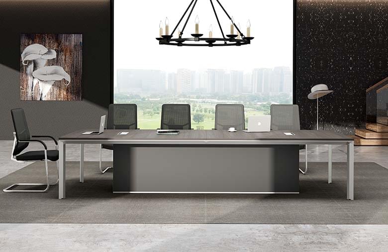 与钢架脚板式屏风办公家具高级办公桌同系列的会议桌